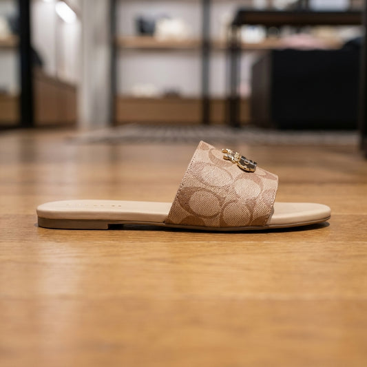 Coach New York Slides - Beige | صندل - بيج
