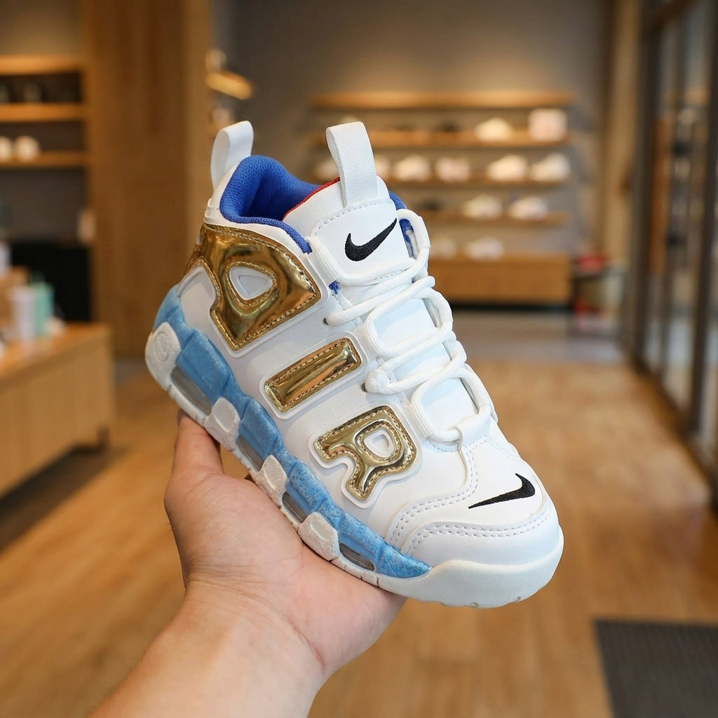 Nike Air Kids Shoe - White Golden | حذاء رياضي للأطفال - أبيض وذهبي