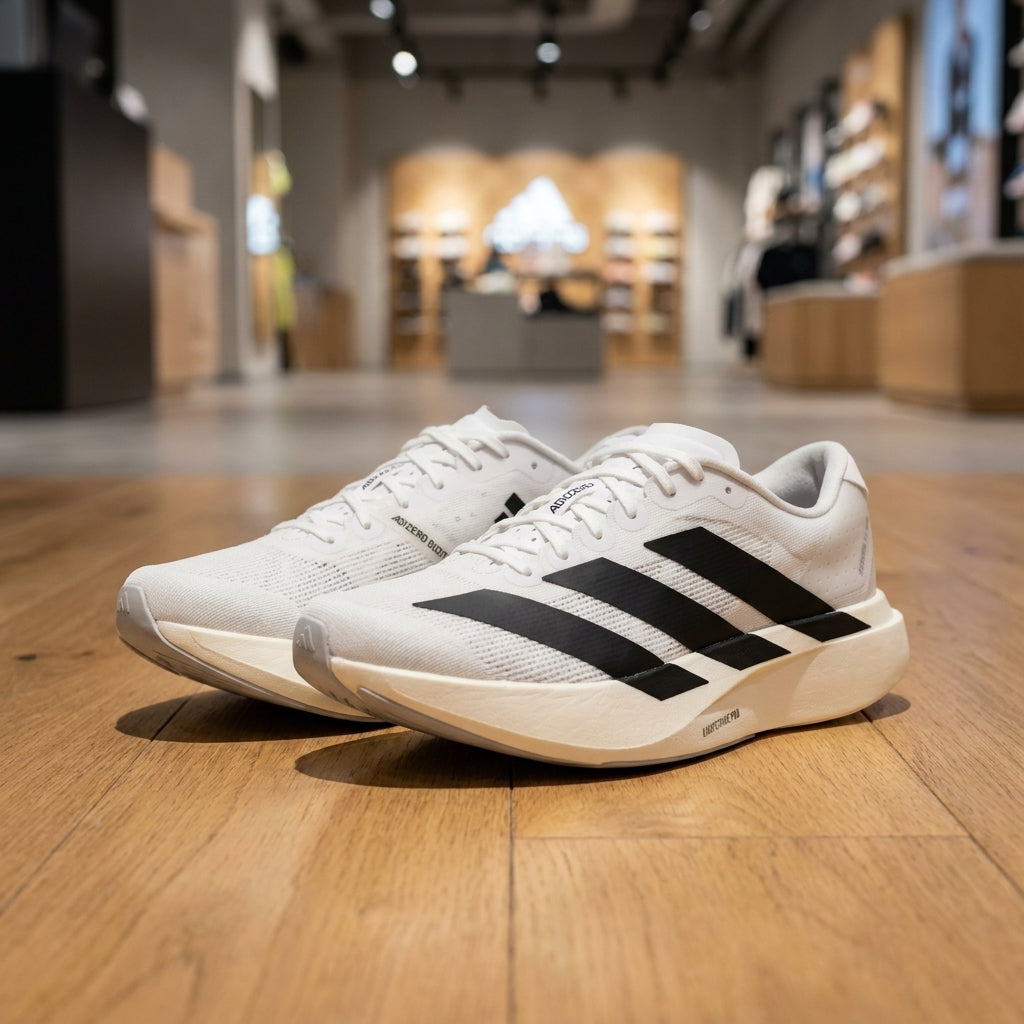Adidas Adizero EVO Running Shoe - White Black | حذاء جري رياضي رجالي - أبيض وأسود