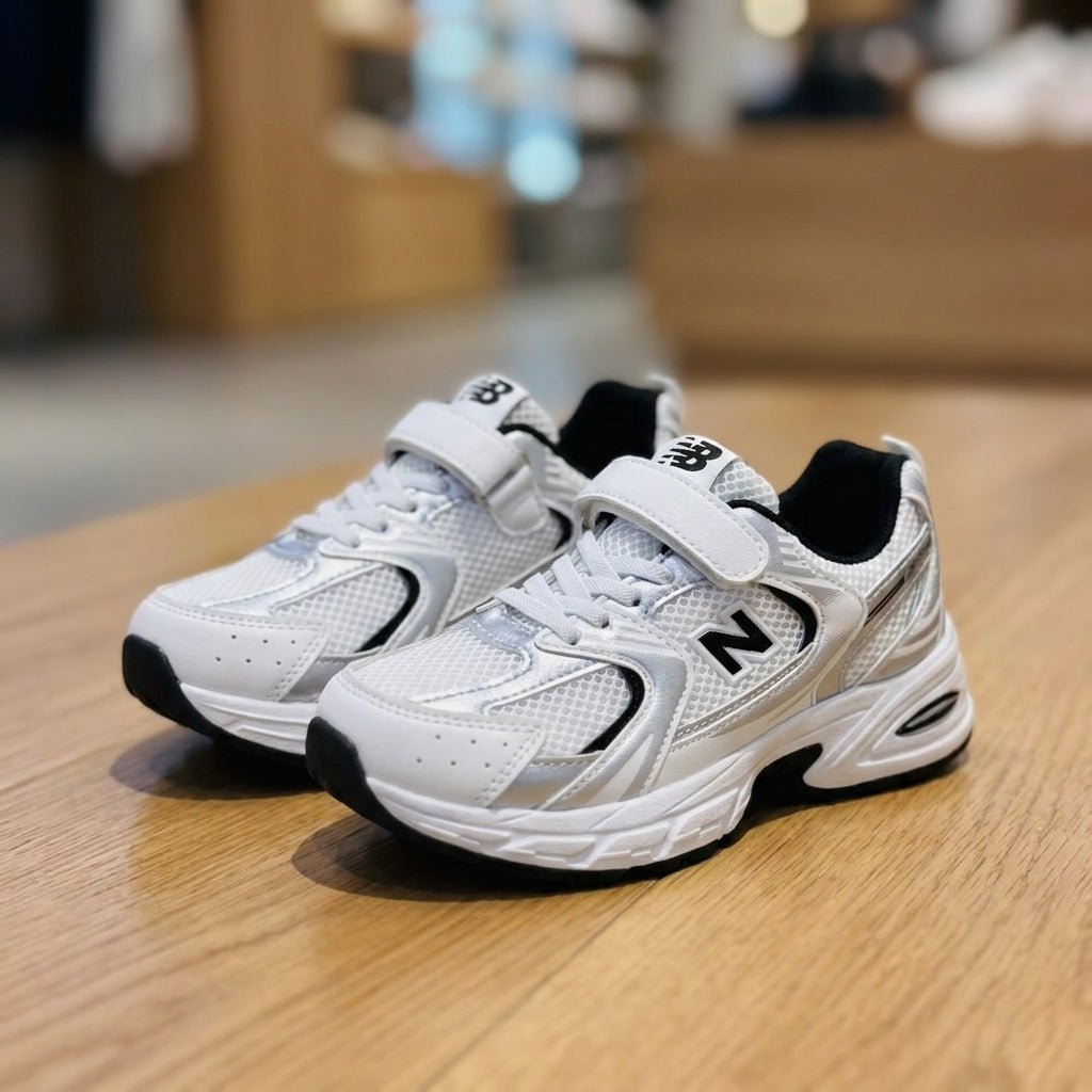 New Balance infant 530 Shoes - White Silver | حذاء رياضي للأطفال - أبيض وفضي