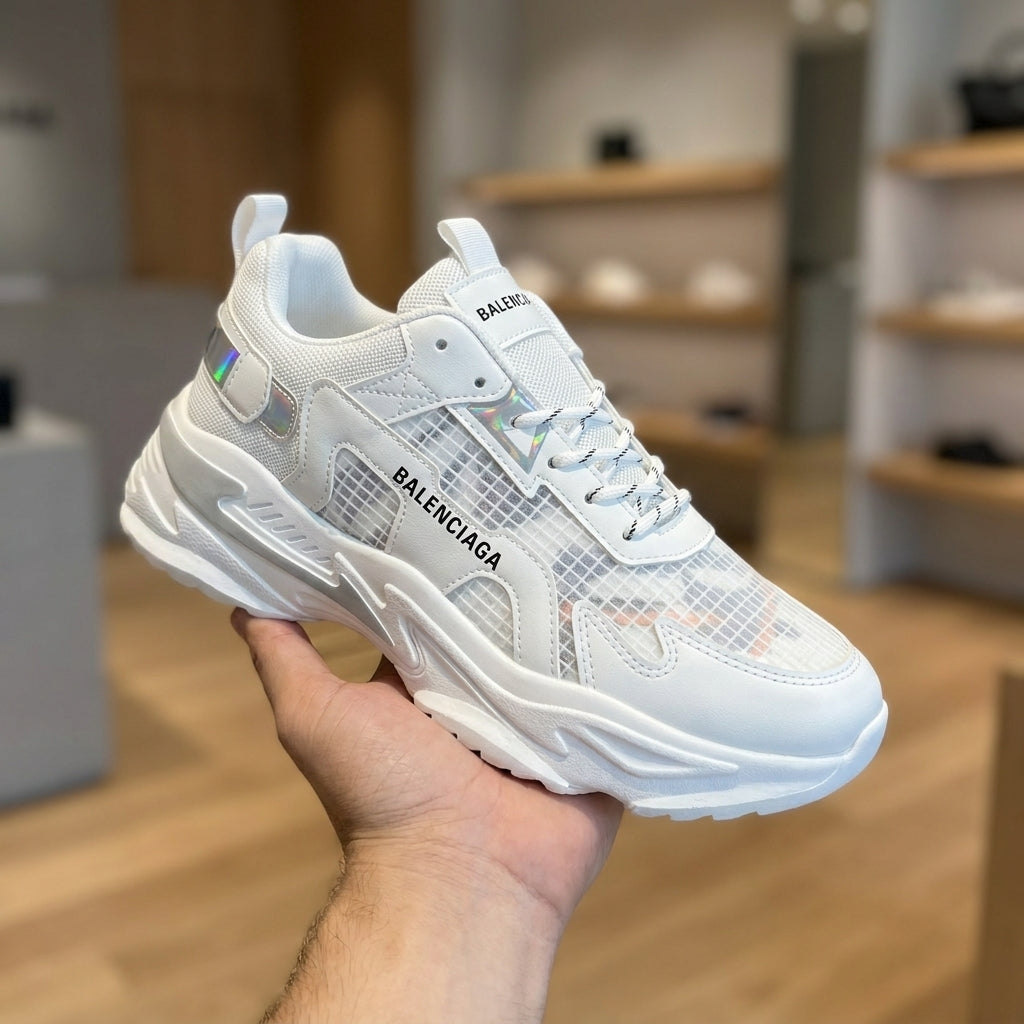 Balenciaga Fashion Sneaker - White | حذاء سنيكرز عصري رجالي - أبيض