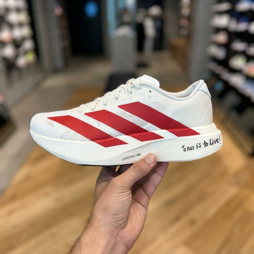 Adidas Adizero EVO Running Shoe - White Maroon | حذاء جري رياضي رجالي - أبيض وعنابي