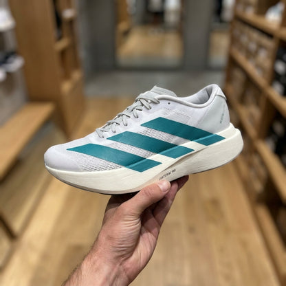 Adidas Adizero EVO Running Shoe - Cloud White Pure Teal | حذاء جري رياضي رجالي - أبيض وأزرق مخضر
