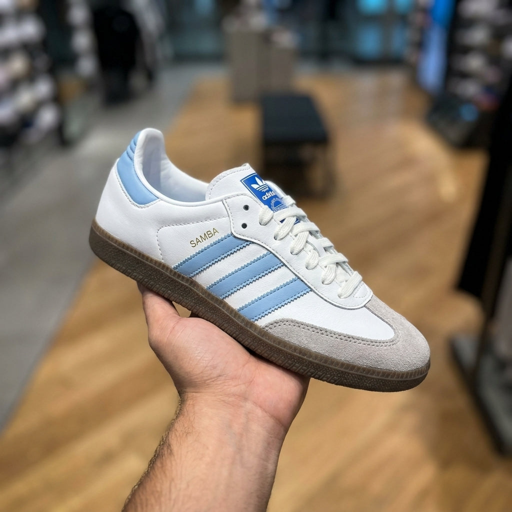 Adidas Samba OG Sneaker - White Sky Blue | حذاء رياضي رجالي - أبيض وأزرق سماوي