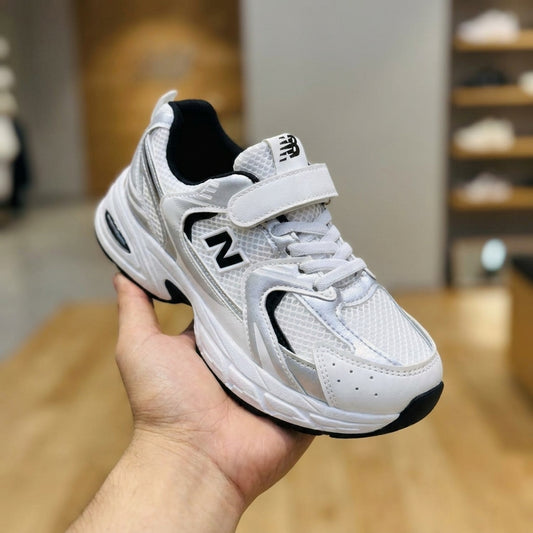 New Balance infant 530 Shoes - White Silver | حذاء رياضي للأطفال - أبيض وفضي