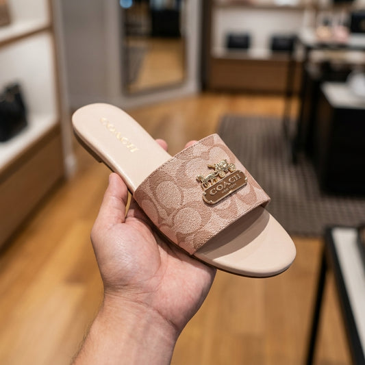 Coach New York Slides - Beige | صندل - بيج