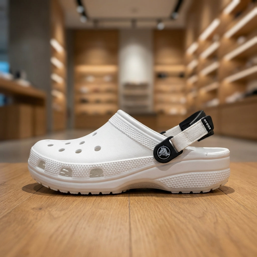 Crocs Classic Turbo-Strap Clog - White | قبقاب - أبيض