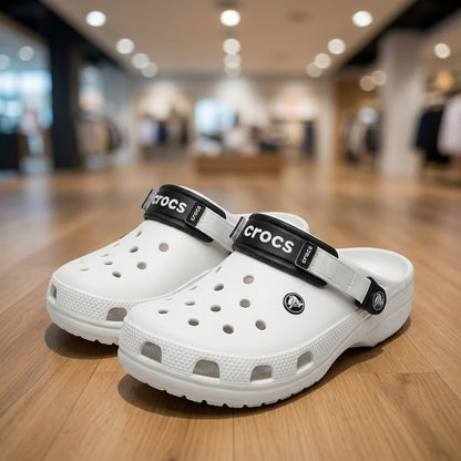 Crocs Classic Turbo-Strap Clog - White | قبقاب - أبيض