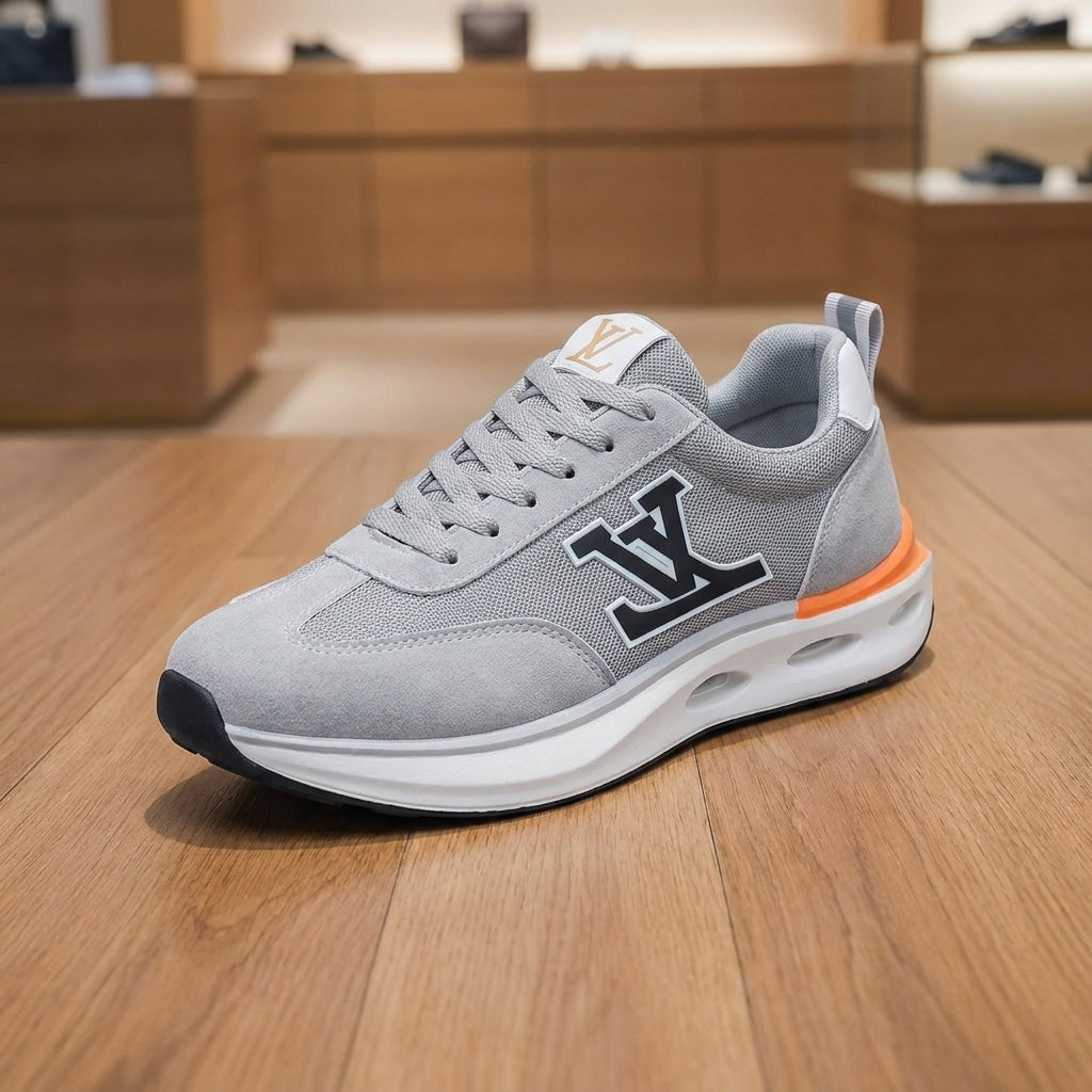 Louis Vuitton Sneaker - Gray Orange | حذاء سنيكرز عصري رجالي - رمادي وبرتقالي