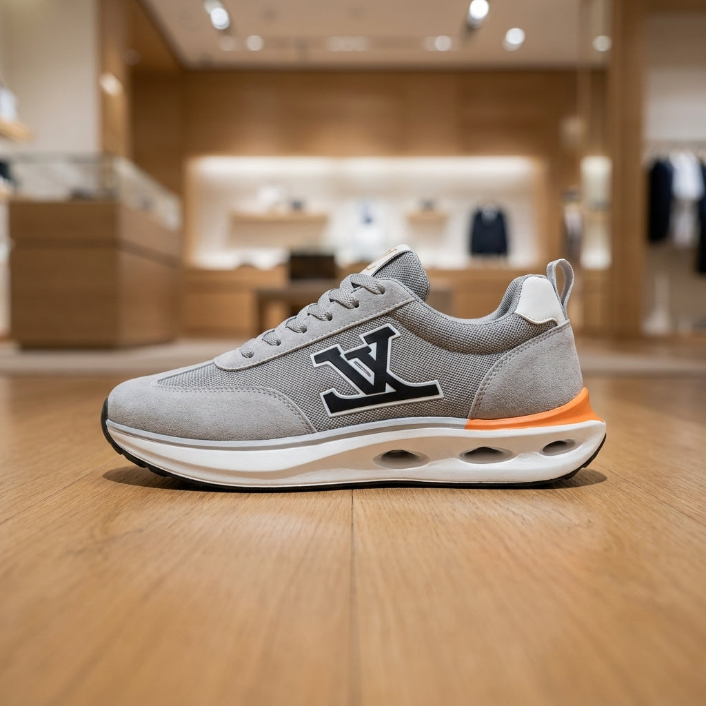 Louis Vuitton Sneaker - Gray Orange | حذاء سنيكرز عصري رجالي - رمادي وبرتقالي
