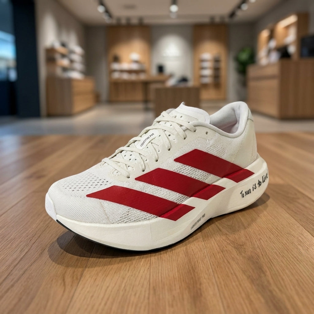 Adidas Adizero EVO Running Shoe - White Maroon | حذاء جري رياضي رجالي - أبيض وعنابي