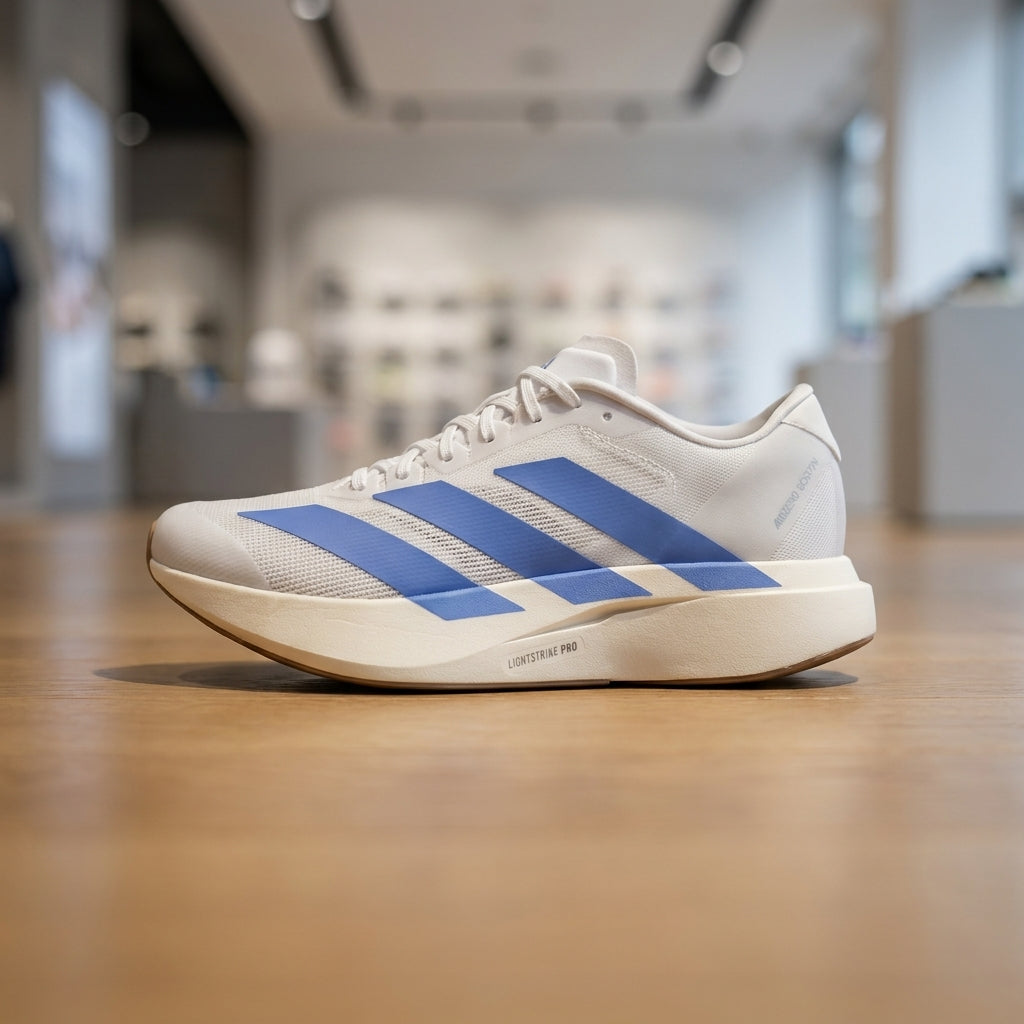 Adidas Adizero EVO Running Shoe - White Blue | حذاء جري رياضي رجالي - أبيض وأزرق