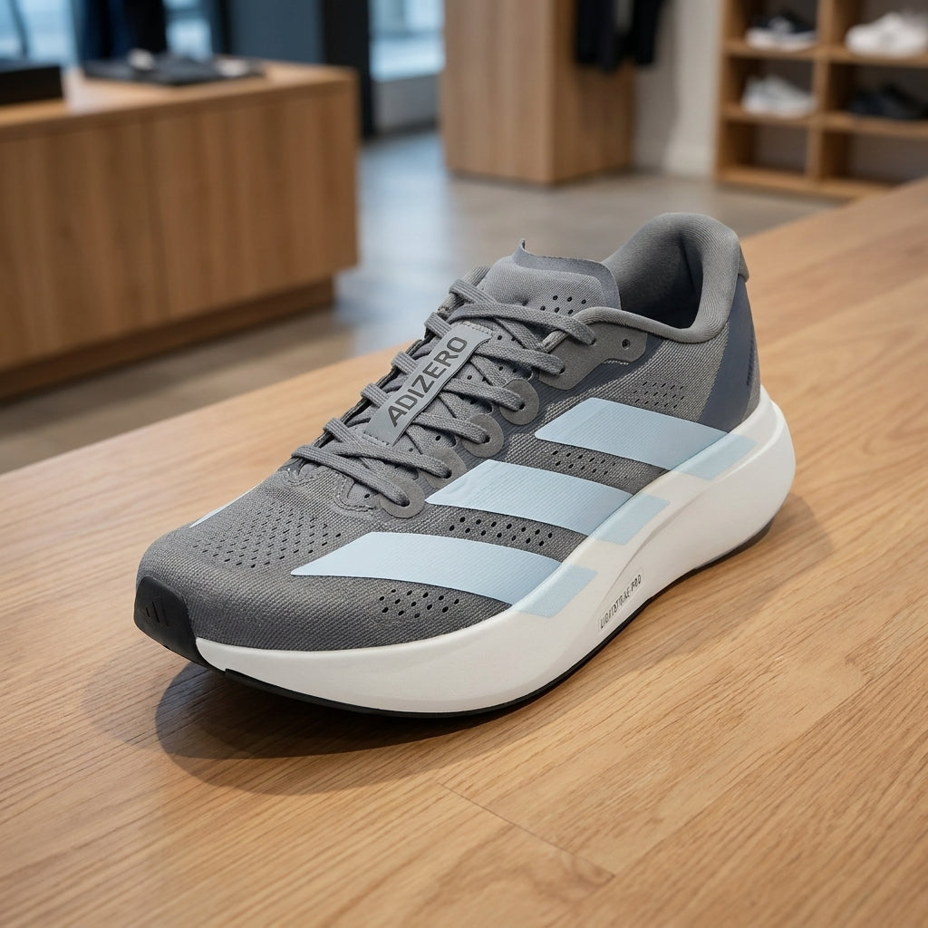 Adidas Adizero EVO Running Shoe - Gray Light Blue | حذاء جري رياضي رجالي - رمادي وأزرق فاتح