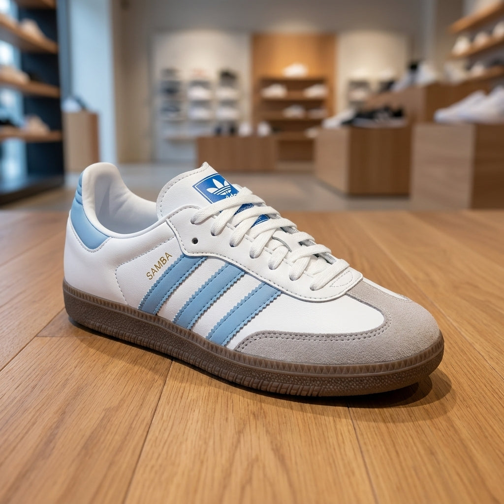 Adidas Samba OG Sneaker - White Sky Blue | حذاء رياضي رجالي - أبيض وأزرق سماوي
