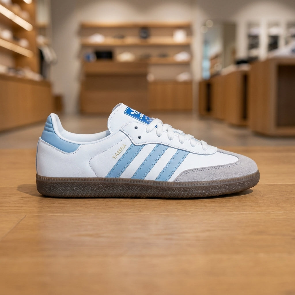 Adidas Samba OG Sneaker - White Sky Blue | حذاء رياضي رجالي - أبيض وأزرق سماوي