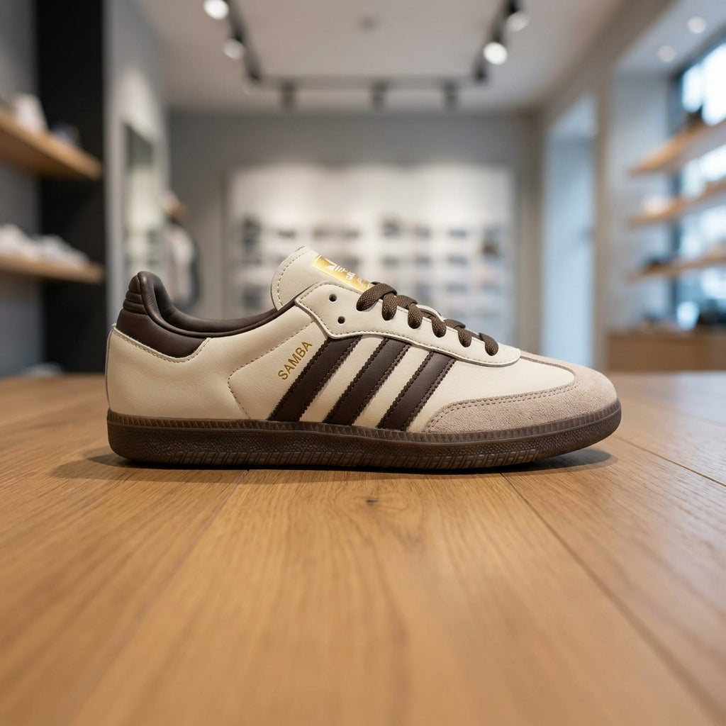 Adidas Samba OG Sneaker - White Brown | حذاء رياضي رجالي - أبيض وبني