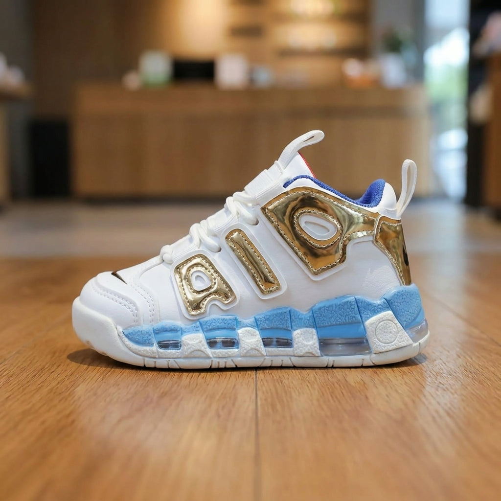 Nike Air Kids Shoe - White Golden | حذاء رياضي للأطفال - أبيض وذهبي