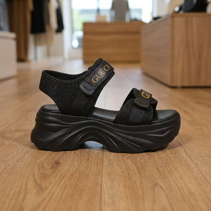 Wedge Platform Sandals - Black | صندل - أسود