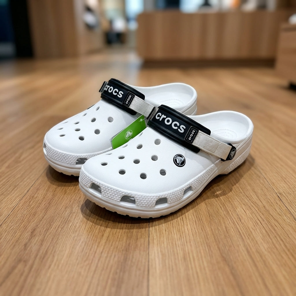 Crocs Classic Turbo-Strap Clog - White | قبقاب - أبيض