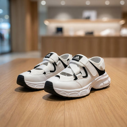 Adidas Sandals - White Black | صندل نسائي - أبيض وأسود
